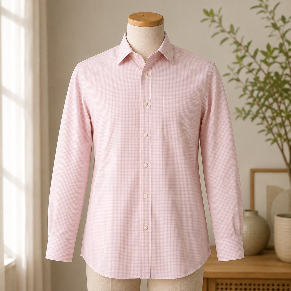 Banana Republic Button Down Shirt  Large Pink Micro Check Non-Iron Standard Fit